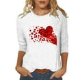 thumbnail image 2 of VKOYWKM Valentine's Day Tops for Women Cute Love Heart Graphic Tees 3/4 Sleeve Crew Neck Holiday T-Shirts Valentines Day Gifts, 2 of 5