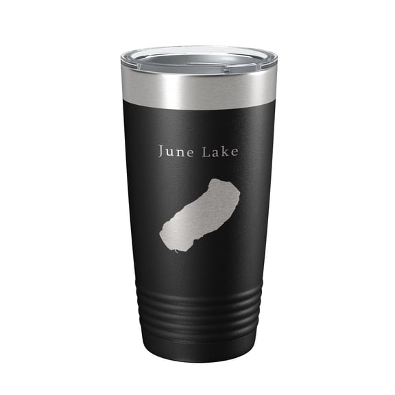 June Lake Map Tumbler Travel Mug Insulated Laser Engraved Coffee Cup California 20 oz Black