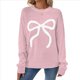 thumbnail image 1 of Suéter de Punto Y2K para Mujer, Cuello Redondo, Larga, Jersey de Punto Extragrande con Ribete en Contraste. Rosa L, 1 of 7