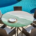 thumbnail image 6 of Green Coastal Wave Round Tablecloth, Fitted Table Cover with Elastic for 55"-60" Round Tables, Summer Modern Ocean Beach Table Cloth Outdoor Indoor Dinning Party Waterproof Tablecloths, 6 of 7