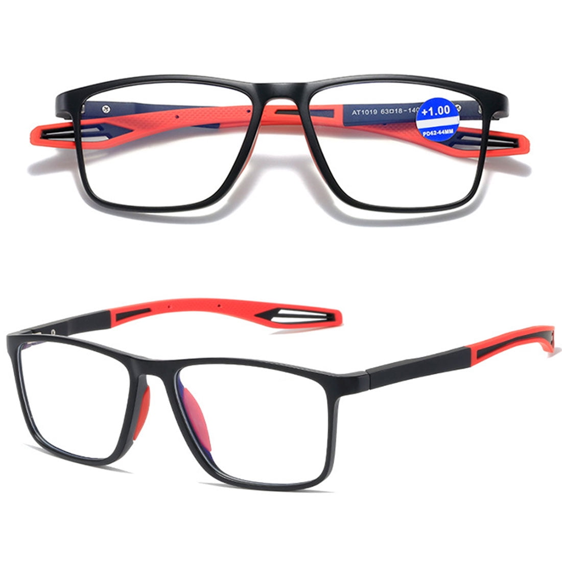 KOOSUFA Mens Blue Light Blocking Glasses Ultra Lightweight TR90 Stylish Eyewear Eyeglasses with Spring Hinges for Sport Computer Working Reading Gaming Black red