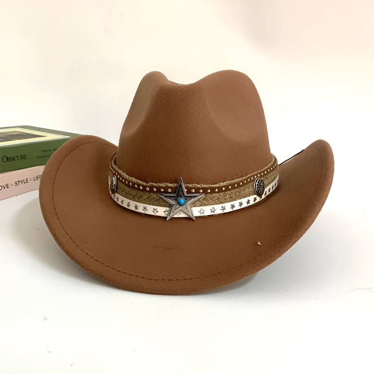 TELOLY 2Pcs Cowgirl Hat,Retro Bohemian Style Hats for Men  display picture 2