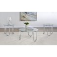 thumbnail image 2 of Coaster Beller 3-piece Tempered Glass Top Metal Frame Coffee Table Set in Chrome, 2 of 13
