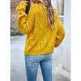 thumbnail image 4 of Arvbitana Women's Loose Knit Sweater Hollow-Out Long Sleeve Lapel Pullover Jumper Tops Teen Girls Casual Solid Color Knitwear, 4 of 8