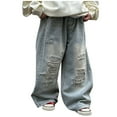 thumbnail image 1 of Odeerbi 2-14 Años Niños Rasgados Vaqueros Lindos Pantalones de Vaquero de Color Sólido Cremallera Casual Con Bolsillo, 1 of 6
