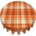 thumbnail image 3 of Autumn Fall Orange Round Tablecloth 60 Inch Thanksgiving Buffalo Check Plaid Table Clothes Rustic Farmhouse Reusable Circle Table Cover for Picnic Party Home Dining Room Decor, 3 of 7