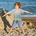 thumbnail image 3 of FORMRS Boys Rash Guard with Short Sleeves UPF 50+ Swim Shirts Sizes 3-12T, Green Deer, 3 of 6