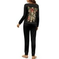 thumbnail image 5 of DISNIMO Skull Print Womens Pajama Sets Long Sleeve Sleepwear Matching Long Pants 2 Piece Pjs Set Round Neck Lounge Set Nightwear with Pocket, S, 5 of 7