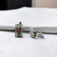 thumbnail image 6 of Royal Enamel Hoop Earrings 925 Sterling Silver Multicolor Piercing Earring for Women Minimalist Handmade Gift-15x9 mm, 6 of 7