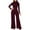 Wine, variant on Honeeladyy Women Casual Solid Long Sleeve White Collar Jumpsuit Simple Loose Women Trousers