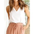 thumbnail image 3 of Womens V Neck Sleeveless Linen Tank Top for Spring Summer Casual Daily Wear, 3 of 8