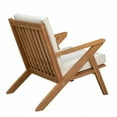 thumbnail image 2 of Vulcan Cream Lounge Armchair – Wooden Modern Scandinavian Design with Artfully Angled Arms for Indoor & Outdoor Use, 2 of 7