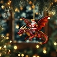 thumbnail image 4 of Fwttom Santa Claus Riding Dragon Christmas Decorations - 2D Flat Acrylic Hanging Christmas Ornaments, Holiday Party Garland Wreath Rattan Xmas Tree Decor, 4 of 7