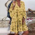 thumbnail image 2 of Youmylove Robes d'Été Décontractées pour Femmes Grande Taille Robe Mini à Manches Longues Col en V Imprimé Ample Robe Florale Robe de Plage Robe de Cocktail, 2 of 8