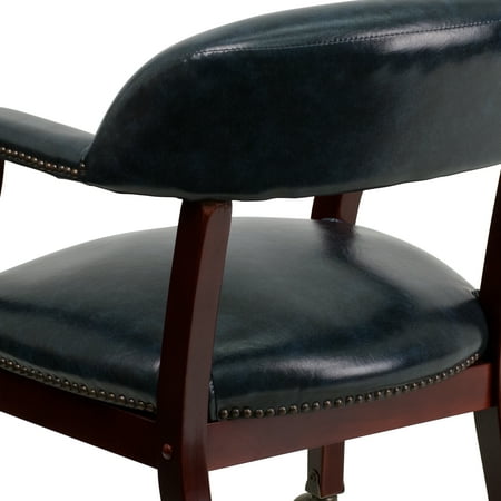 Flash Furniture - Sarah  Traditional Vinyl Side Chair - Upholstered - Navy Vinyl