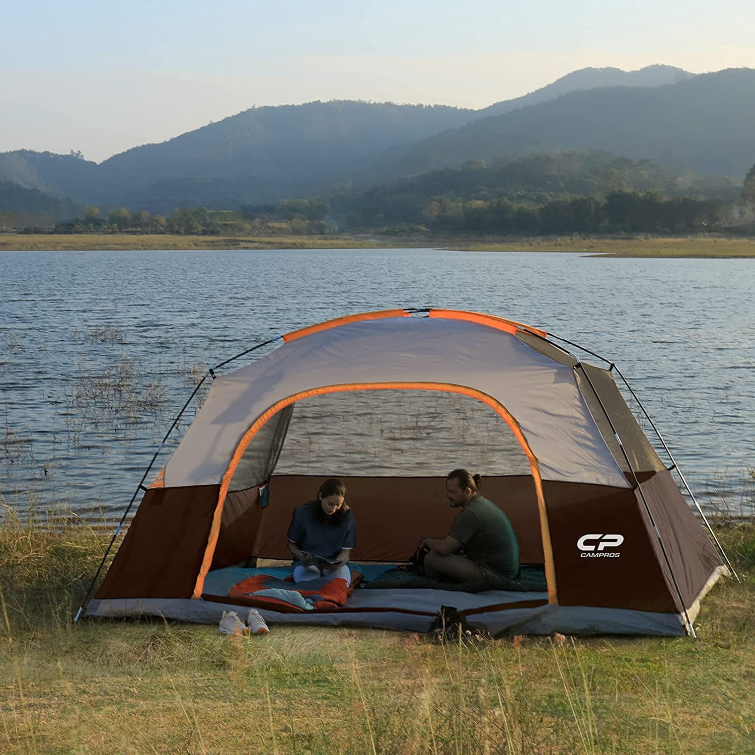 CAMPROS 6 Person Dome Tents with Removable Rain Fly Waterproof Windproof Family Dome Tent for Camping