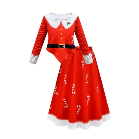 

Christmas Outfit For Toddler Girls Long Sleeve Cartoon Prints Tops Skirt 2PCS Outfits Little Girls Fashion Clothes Set