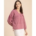 thumbnail image 3 of Moomaya Bohemian Cotton Long Sleeve Top - V Neck, Flowy Women's Boho Blouse, 3 of 9