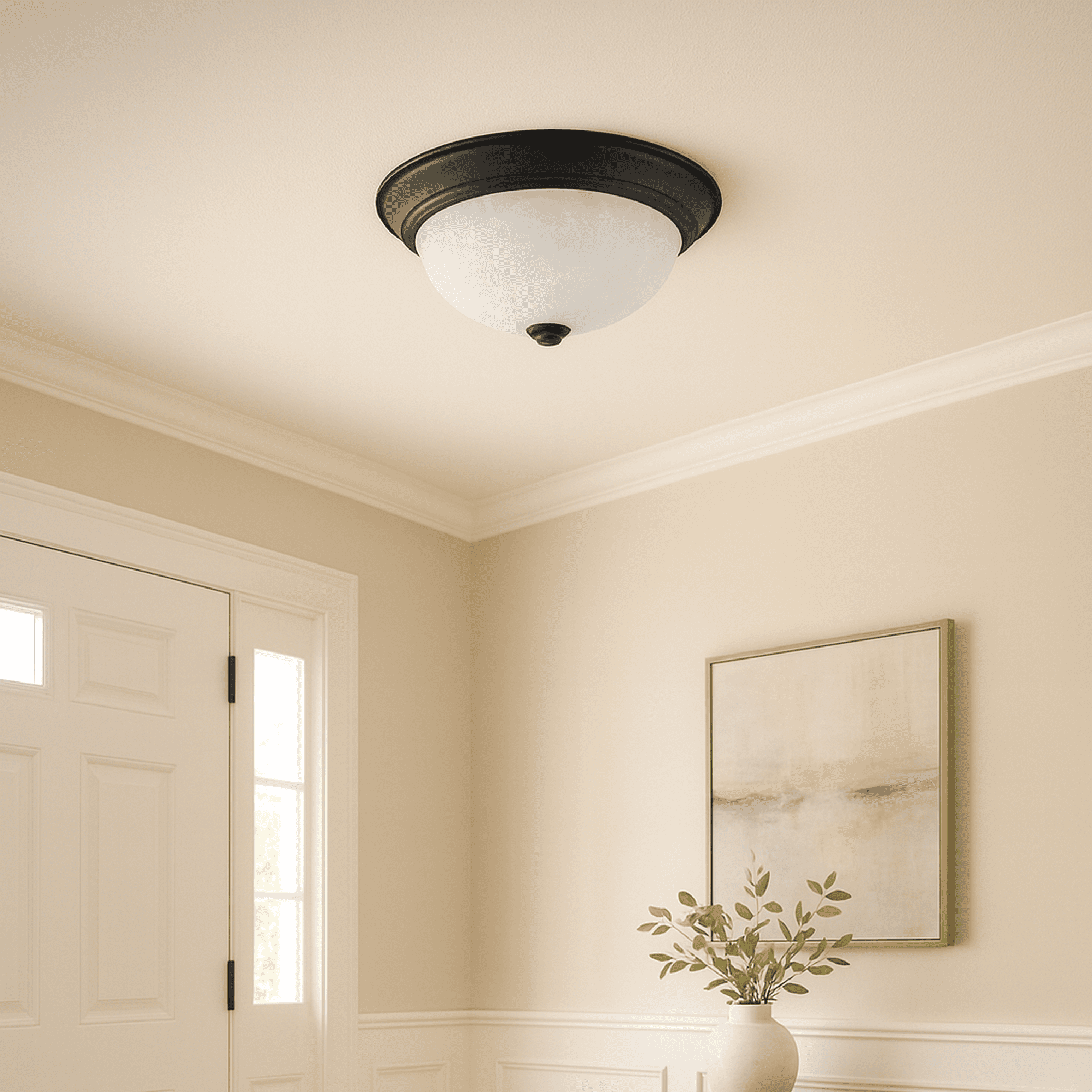 Design House 2-Pack Traditional 2-Light Flush Mount Indoor Dimmable Ceiling Light, Matte Black