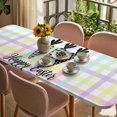 thumbnail image 3 of Happy Easter Table Cloths for 8 Foot Rectangle Tables, Black and White Carrots Colorful Plaid Patio Waterproof Elastic Fitted Tablecloths, Washable Rectangular Table Cover for Camping, 3 of 8