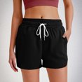 thumbnail image 2 of Pantalones Cortos de Entrenamiento con Bolsillos para las Mujeres Color Sólido Elástico Cintura Cortos con Cordón, Algodón Desgaste Casual para las Mujeres, Lavado a Mano Toda la Temporada, 2 of 8