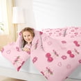 thumbnail image 3 of Erosebridal Girls Cute Cherry Bow Queen Comforter Set 3pcs,Kids Teens Kawaii Groovy Flowers Bedding Comforter Set,Pink Reversible,Luxury Bedroom Decor, 3 of 6