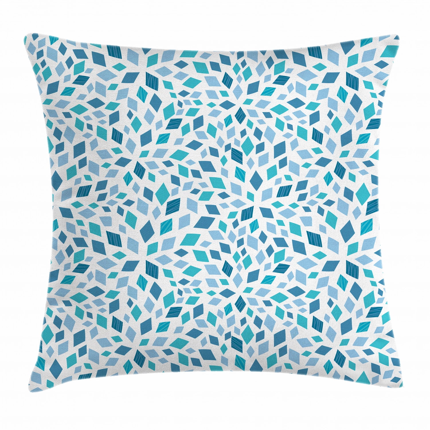 Teal Throw Pillow Cushion Cover, Abstract Style Scattered Mosaic Shapes