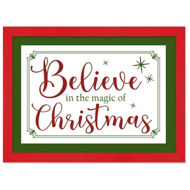 Red and Green Believe in the Magic of Christmas 12.5" x 16.5" Framed Christmas Wall Decor  Sign