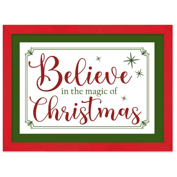 Red and Green Believe in the Magic of Christmas 12.5" x 16.5" Framed Christmas Wall Decor  Sign
