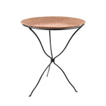 Achla Designs 24"Dia. Round Brass Hammered Copper Birdbath w/Black Wrought Iron Folding Ring Stand