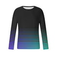 thumbnail image 5 of S-4X Big & Tall T Shirts for Men Plus Size Long Sleeve Crewneck T-Shirts Mens Casual Stripe Printed Pullover Slim-Fit Basic Athletic Workout Tees Tops, 5 of 5