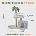 thumbnail image 3 of Mudie 31.5" Cat Tree Cat Tower for Indoors with Green Leaves, Cat Condo Cozy Play Plush Cat House with Hang Ball and Leaf Shape Design, Cat Furniture with Cat Scratching Posts, Grey, 3 of 9
