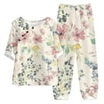 thumbnail image 2 of ICHUANYI Clearance Women's Summer Printed Half Sleeve Round Neck Cropped Top + Casual Pants Suit Set Two Piece Lounge Set(Beige, XXL) ICHUANYI WER2023081203233, 2 of 5
