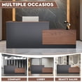 thumbnail image 6 of STICCIO 87" L-Shaped Reception Desk with Counter, Lockable Drawers, Side Cabinet & Keyboard Tray, Walnut Texture for Office, Lobby & Salon, 6 of 8