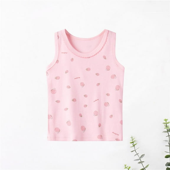 Ahuyic Summer Kids' Casual All Match Blouse, Solid Color Loose Sleeveless Top For Girls And Boys,Summer Children's Small Tank Top Flower Print Sleeveless Top With Jacket T-Shirt Bottom Shirt