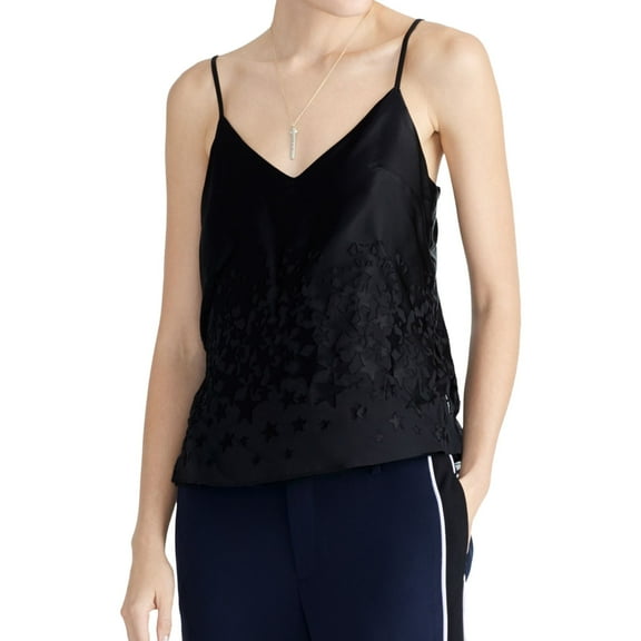 Rachel Roy Womens Ophelia Burnout Cami Tank Top, Black, X-Large