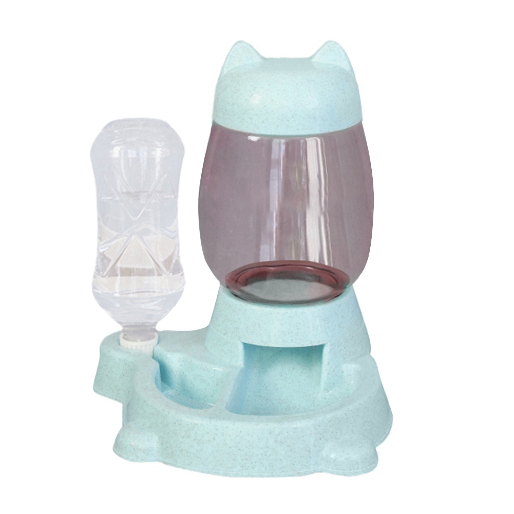 Automatic Cat Feeder, Cat Food Feeding Water Dispenser Set, Lovely Dog Cat Bowl with Water Bottle, Water Dispenser Food Dish Bowls for Small Animal