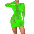 thumbnail image 2 of Goodeals Online Deals,Sheer Erotic Mini Dress for Women, Fishnet See Through Lingerie, Long Sleeve Bodysuit, Solid Color Sexy Bodycon(Green,Free Size), 2 of 4