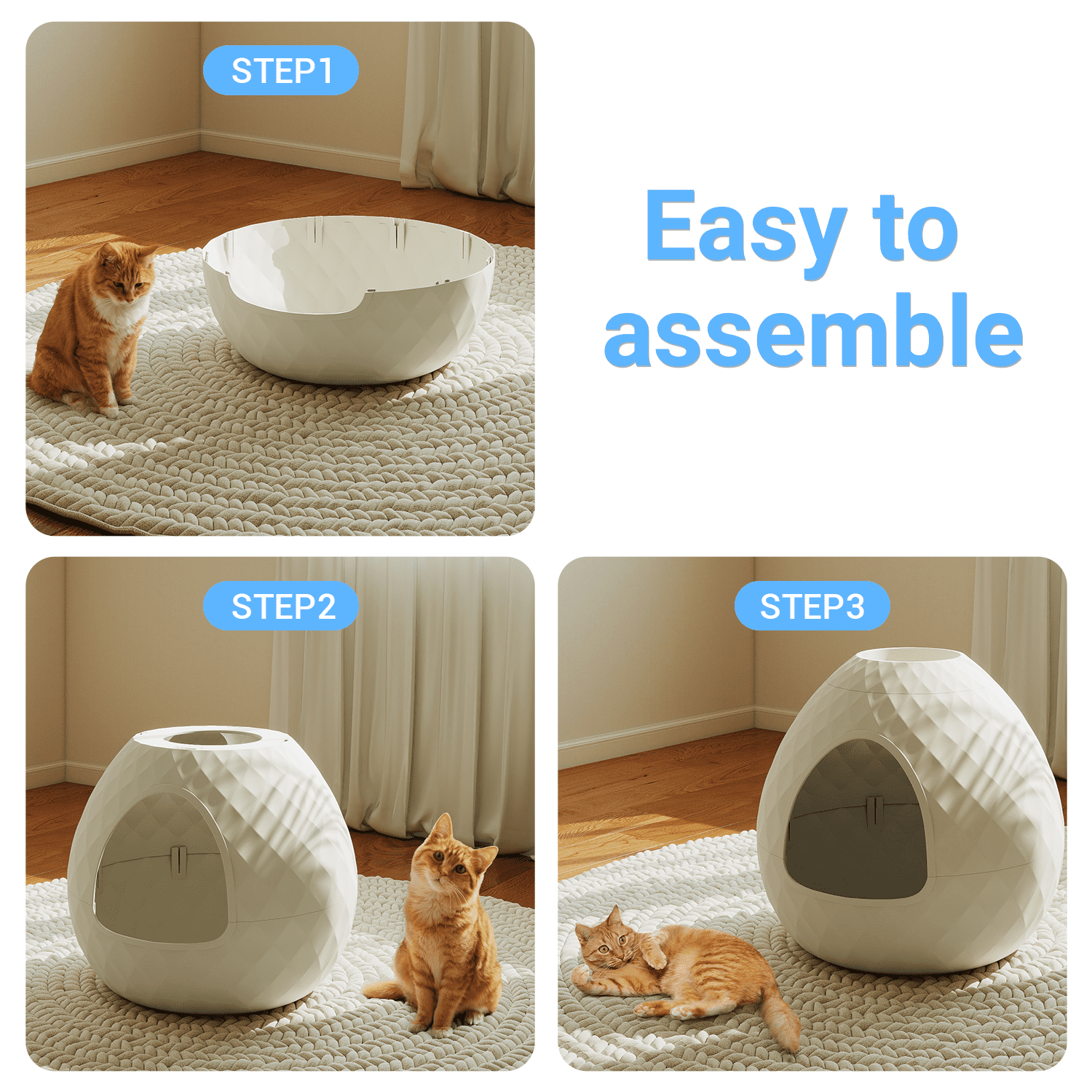 ZUCONKITCH Functional Enclosed Cat Litter Box - White, Decor-Integrated Design with Multi-Purpose Top, 19.69''*19.61''*18.43''