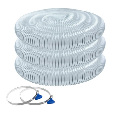 UPC: 0843441102915 | POWERTEC 70243 Heavy Duty 2-1/2-Inch x 20-Foot Flexible PVC Dust Collection Hose with 2 Key Hose Clamps  Clear Color