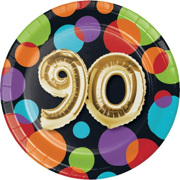 Partypro 332488 90Th Balloon Bday Dessert Plate