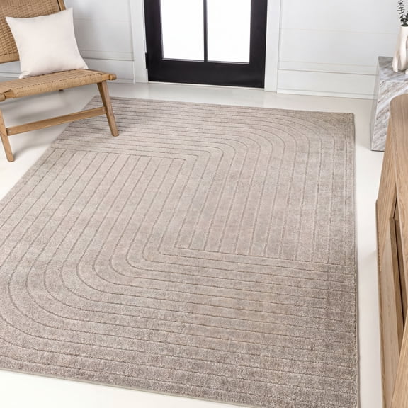 JONATHAN Y SCANDINAVIAN 8 x 10 Area Rug, Odense Minimalist Angle Geometric - Light Taupe, SCN101C-8