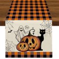 thumbnail image 1 of 1PCS Black Cat Ghost Pumpkin Plaid Cute Fall Table Runner,Seasonal Autumn Kitchen Dining Table Decoration for Home Party Decor 13x72 Inch, 1 of 6