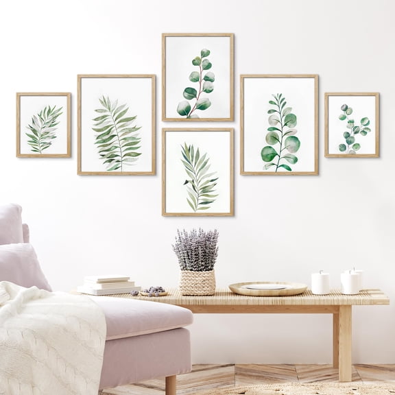PixonSign Framed Canvas Print Wall Art Set - Summer Bush Branches Forest Plants Landscape Posters - Gallery Set of 9 Nature Wilderness Botanical Photography Art Wall Décor for Rooms - Natural