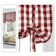 thumbnail image 3 of Norbi Plaid Gingham Custom Fit Farmhouse Window Curtain Tie Up Shades For Small Windows Red 23.61*47.22in, 3 of 8