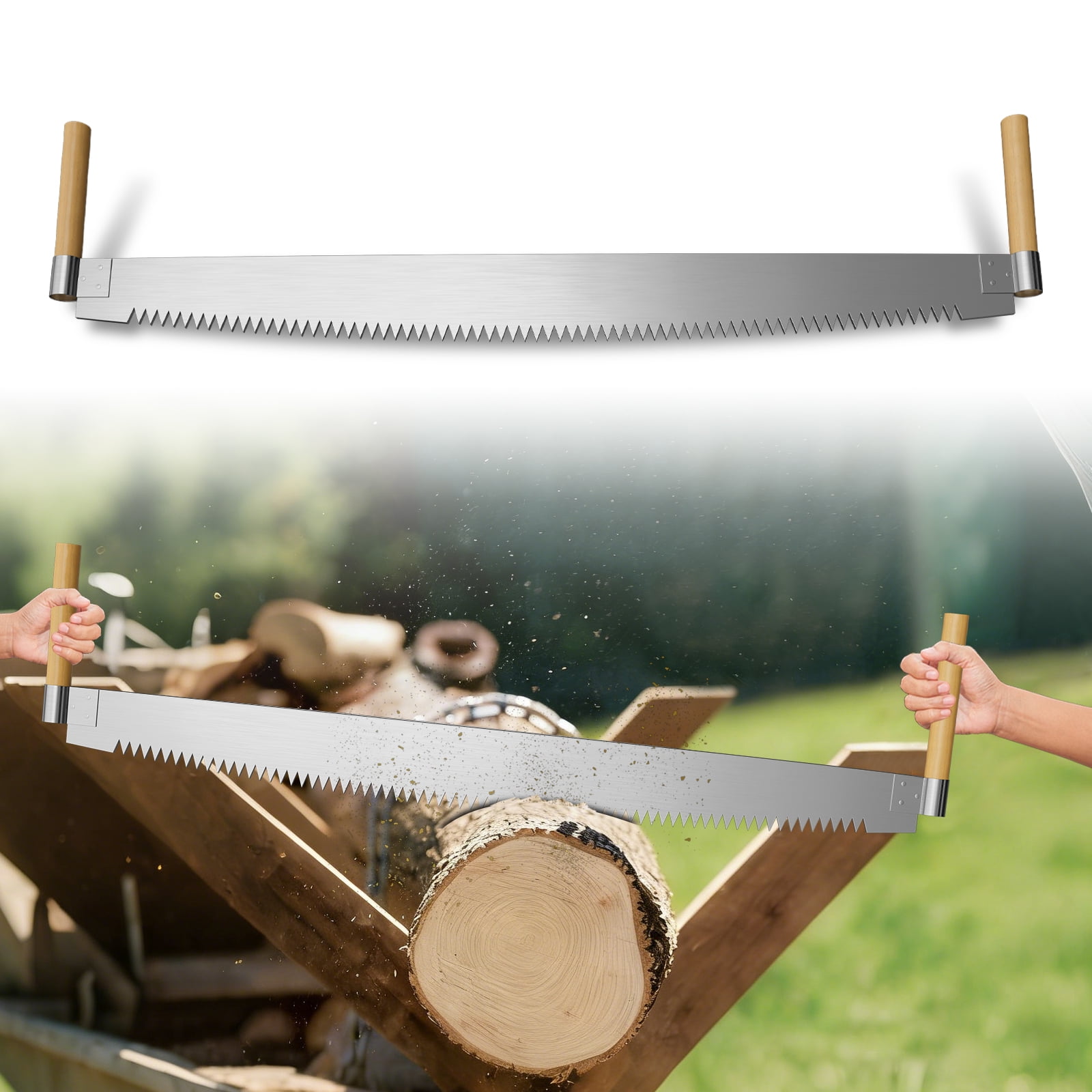 Lynx 5' Two Man Crosscut Saw for Wood, Handheld Metal Saw with