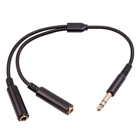 6.35 mm Male to 2 6.35 mm Female Audio Adapter Cable 1/4 6.35mm Plug to Dual 6.35mm Y Splitter Stereo Audio Cord