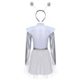 thumbnail image 4 of Aislor Womens Alien Space Cadet Rave Outfits Shiny Tulle Hem Dress with Headwear White 3XL, 4 of 7