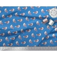 thumbnail image 2 of Soimoi Blue Moss Georgette Fabric Geometric Scale & American Robin Bird Fabric Prints by Yard 42 Inch Wide, 2 of 3