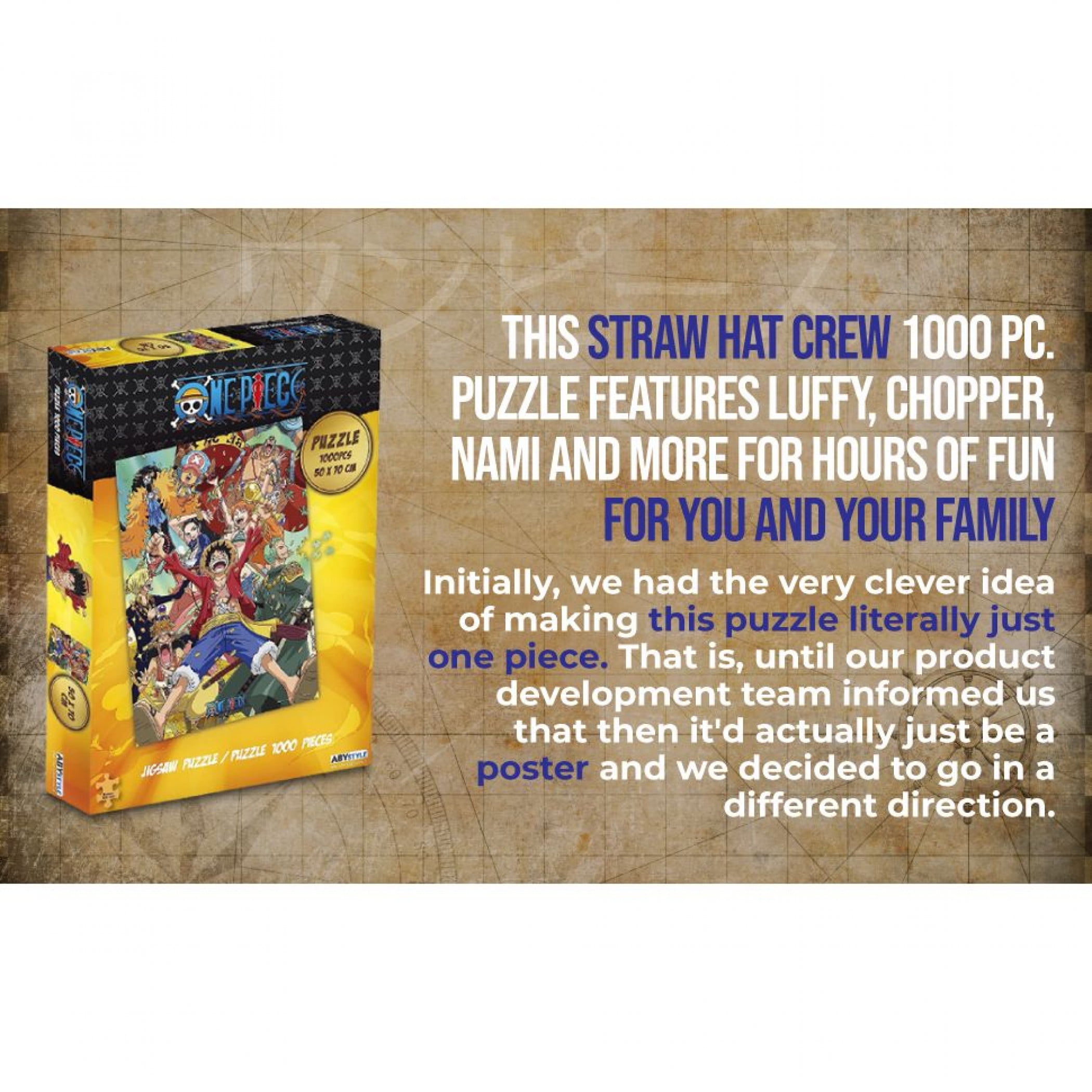 ABYstyle Officially Licensed One Piece Straw Hat Crew Jigsaw Puzzle 1000 Pcs. Anime Manga Merch Gift